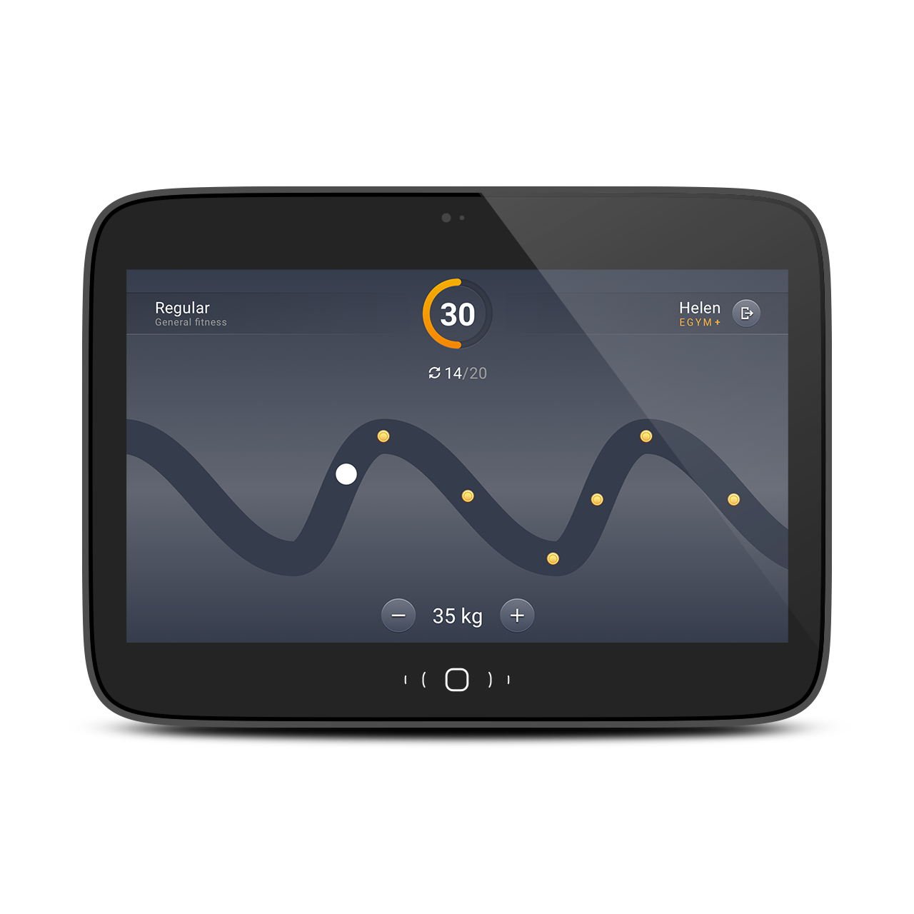 EGYM Smart Strength – Tablet-Display mit Trainingsverlauf